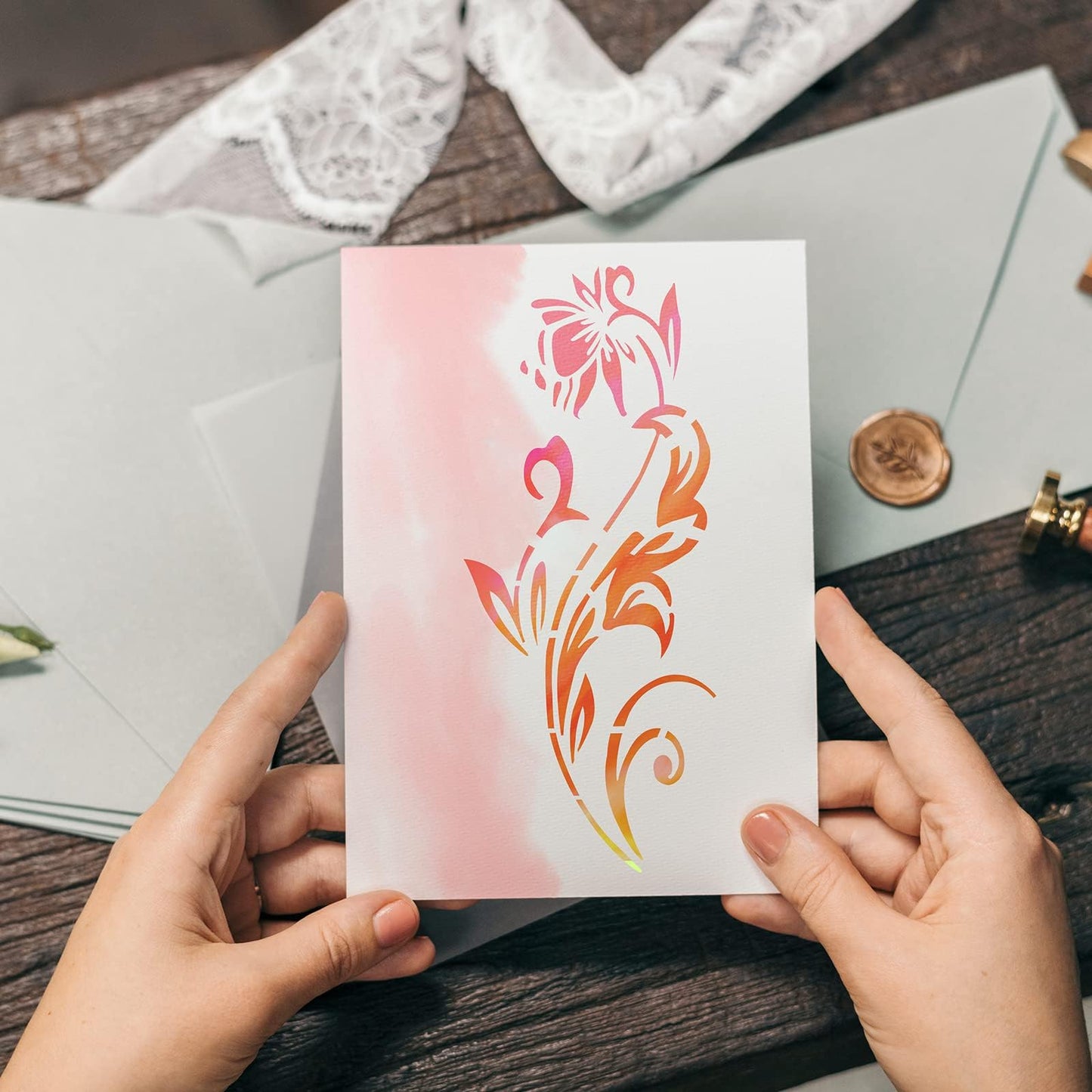 10 Pieces Leaf Painting Stencils Leaf Floral Wall Stencil Botanical Leaves Reusable DIY Crafts Drawing Templates Stencils for Painting on Wood Wall Canvas Card Home Decor