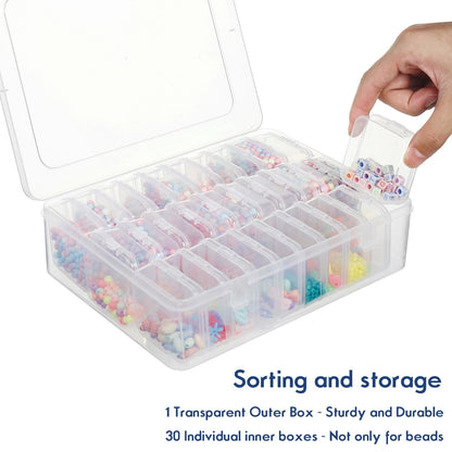 Small Bead Storage Containers 30 Pieces Plastic Storage Organizers Stackable Art Storage Case Transparent Boxes Jewelry Beads Storage Box(1 Pack)