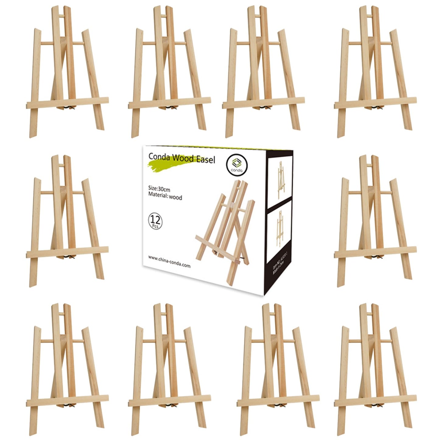 12 Pack 11.8" Tabletop Easel, Portable A-Frame Tripod Tabletop Easel Set for Painting Party & Displaying Canvases, Photos, Display Tripod Holder Stand for Students Kids Beginners