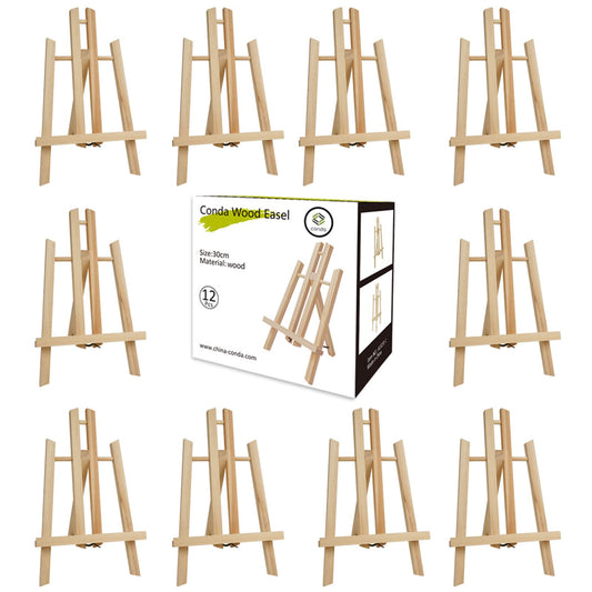 12 Pack 11.8" Tabletop Easel, Portable A-Frame Tripod Tabletop Easel Set for Painting Party & Displaying Canvases, Photos, Display Tripod Holder Stand for Students Kids Beginners