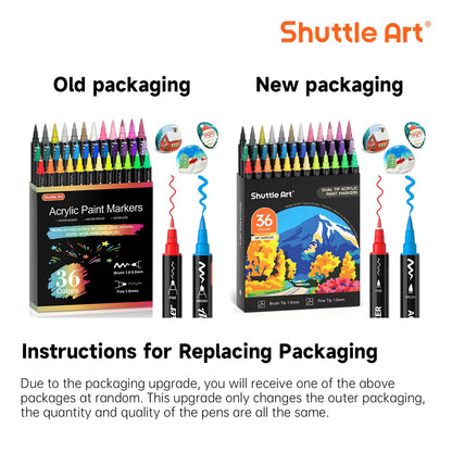 36 Colors Dual Tip Acrylic Paint Markers, Brush and Fine Tip for Rock Painting, Ceramic, Wood, Canvas, Plastic, Glass, Stone, Calligraphy, Card Making, DIY Crafts