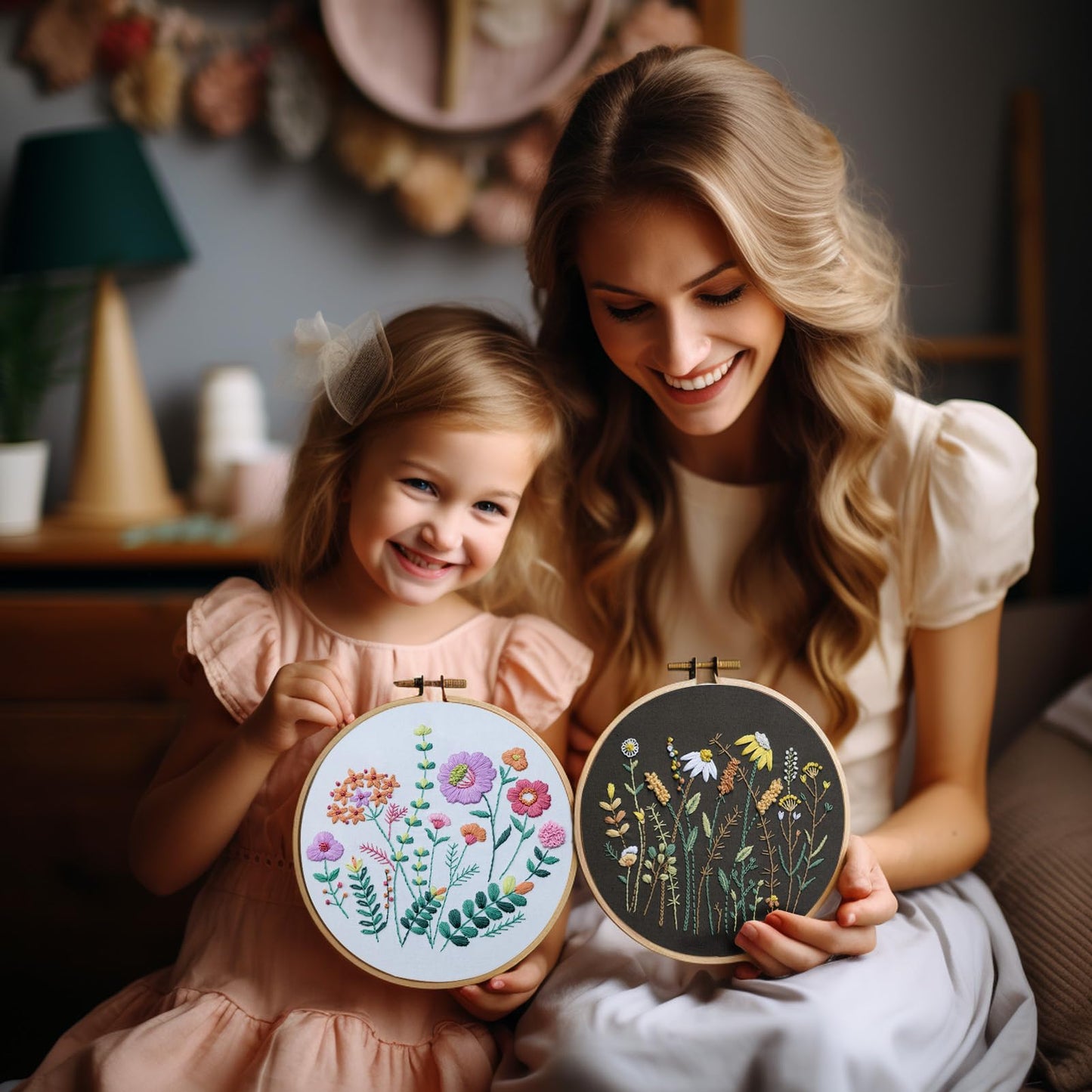 3 Pack Beginner Embroidery Kits for Adults, DIY Starter Set with Stamped Flower Designs, Embroidery Hoop, Colorful Threads, Tools, Step-by-Step Instructions & Video Tutorial