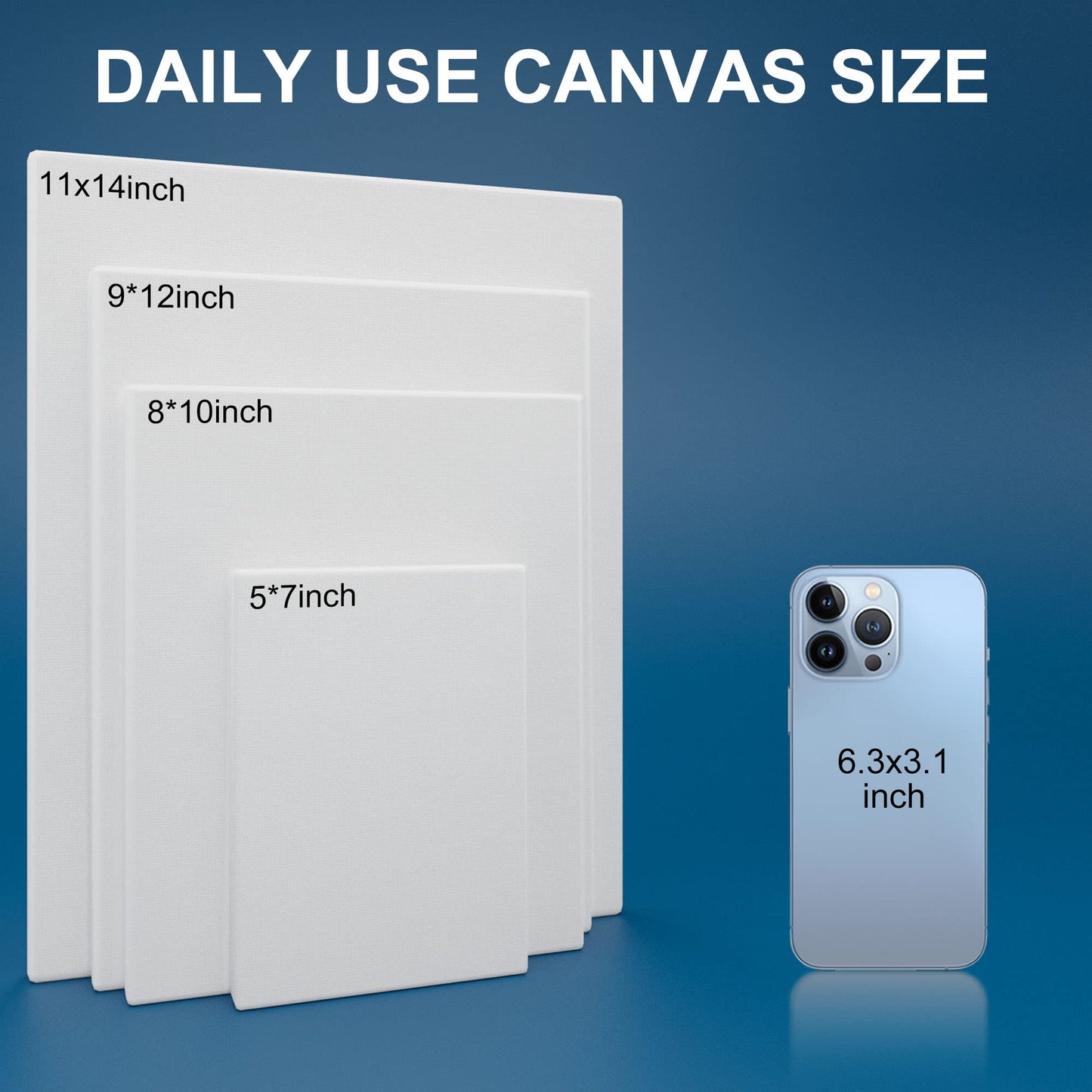 Canvases for Painting 8 x 10 Inch 10 - Pack, 5/8" Profile Stretched Canvas - 10 oz Primed, 100% Cotton White Blank Canvas - Art Paint Canvases for Acrylic Oil Paint