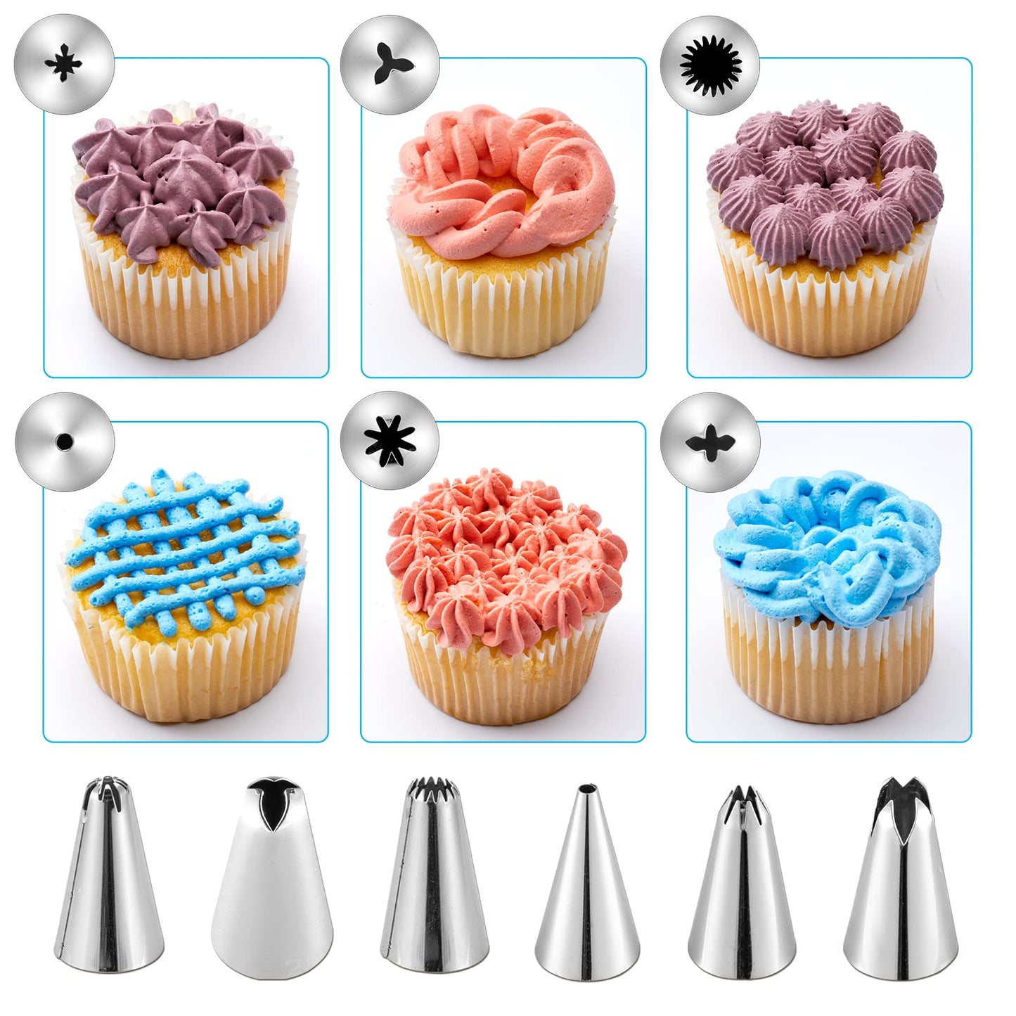 Reusable Piping Bags and Tips Set, Cake Decorating Tools with Icing Pastry Bags, Icing Bags Tips, Couplers and Frosting Bags Ties for Cookie Cupcakes