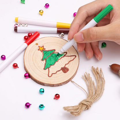 Natural Wood Slices 30Pcs 2.4-2.8'' Craft Wood Kit Christmas Ornaments Unfinished Predrilled with Hole Wooden Circles for Arts and Crafts Christmas Holiday Ornaments DIY Crafts