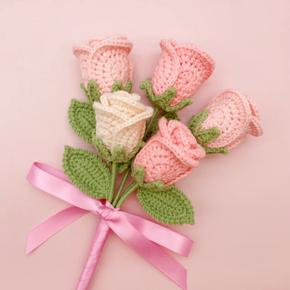 Flower Crochet Kit | Pink Rose | Step-by-Step Video Tutorial for Adults Teenagers | Craft Gift Idea DIY Home Decoration