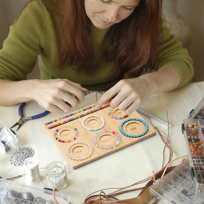 Bead Board for Jewelry Making, Bamboo Beading Board for Jewelry Bracelet Making, DIY Bracelet Bead Board