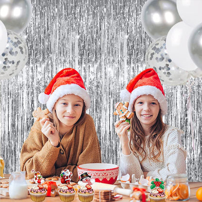 3Pcs Silver Metallic Tinsel Foil Fringe Curtains,3.28ft x 6.56ft Silver Photo Booth Backdrop Streamer Curtain,Great for Bachelorette,Birthday,Christmas,New Year Party Decorations