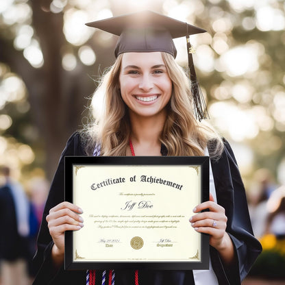 8.5x11 Picture Frames Certificate Frame | 4 Pack Document Frames Bulk for Diploma, Degree, Photograph, and Photos | Tabletop or Wall Mount | Black