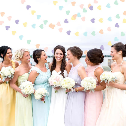 Pastel Rainbow Birthday Party-Decorations Streamers - 52FT Yellow Blue Mint Pink Purple Hanging Heart Garland Banner,Baby Bridal Shower Bachelorette Engagement Backdrop Decor Hugtmr