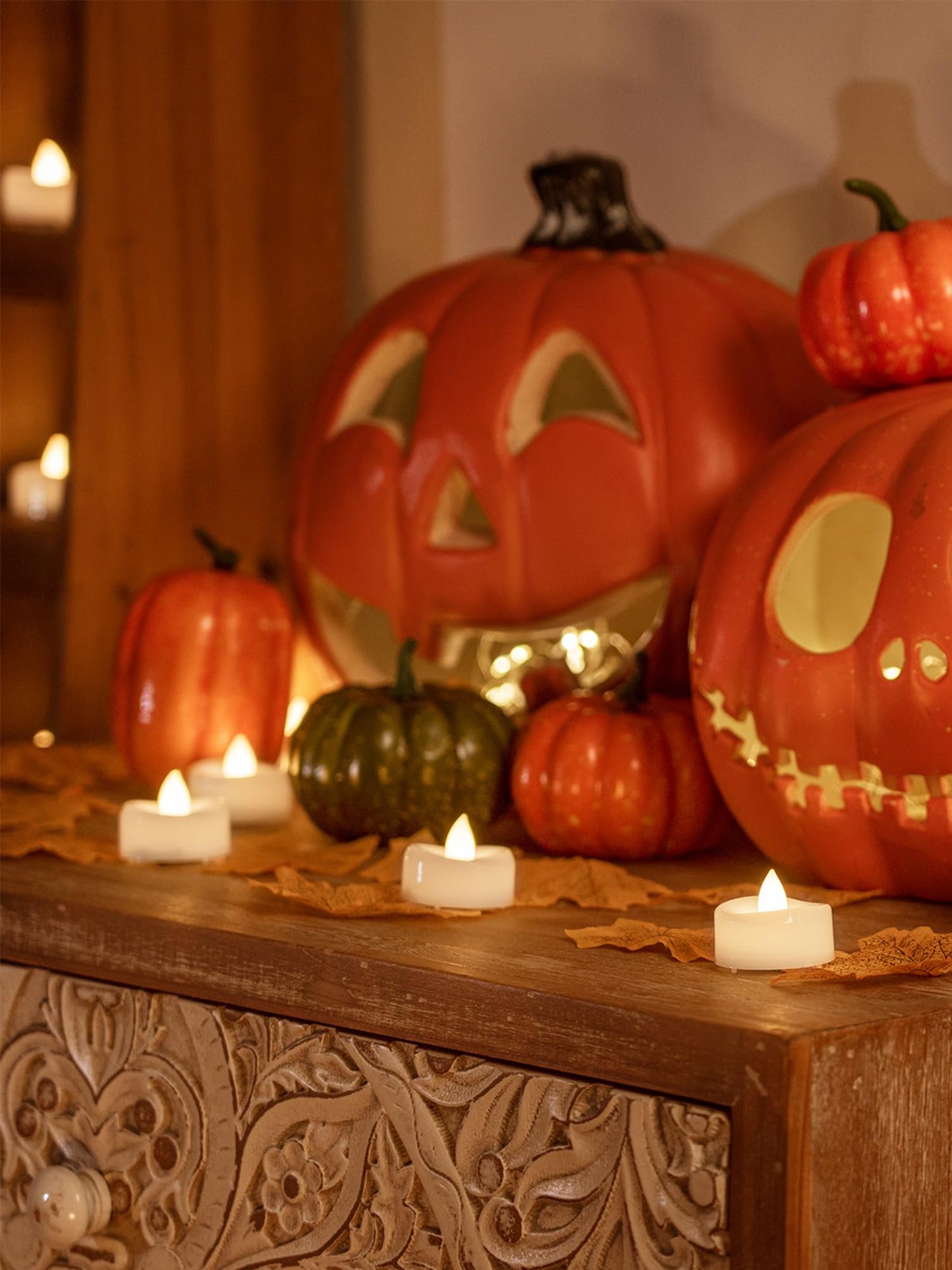 LED Candles, Tea Lights Candles Battery Operated Bulk, 24-Pack Long-Lasting 200 Hours Flameless Tealight Candles, Realistic Tea Lights for Halloween Christmas Wedding, 1.5'' D X 1.25'' H