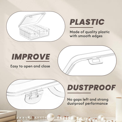 Small Bead Organizers and Storage, 12 Clear Plastic Boxes with Hinged Lids, for Beads, Jewelry Making, Crafts, Hardware, Fishing Tackle, Small Parts (32 Labels)