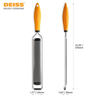 PRO Citrus Lemon Zester & Cheese Grater — Parmesan Cheese, Lemon, Ginger, Garlic, Nutmeg, Chocolate, Vegetables, Fruits - Razor-Sharp Stainless Steel Blade + Protect Cover - Dishwasher Safe