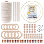 119pcs Macrame Kits for Starter 3mm x 109Yards Natural Cotton Macrame Cord with 100pcs Wooden Beads,10pcs Wooden Rings,Wooden Sticks,Metal Rings,S Hooks Macrame Supplies for Plant Hangers