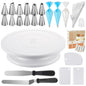 71PCs Cake Decorating Supplies Kit with Revolving Cake Stand Turntable, 12 Numbered Icing Piping Tips, 2 Spatulas, 3 Icing Comb Scraper, 50+2 Piping Bags, and 1 Coupler for Baking