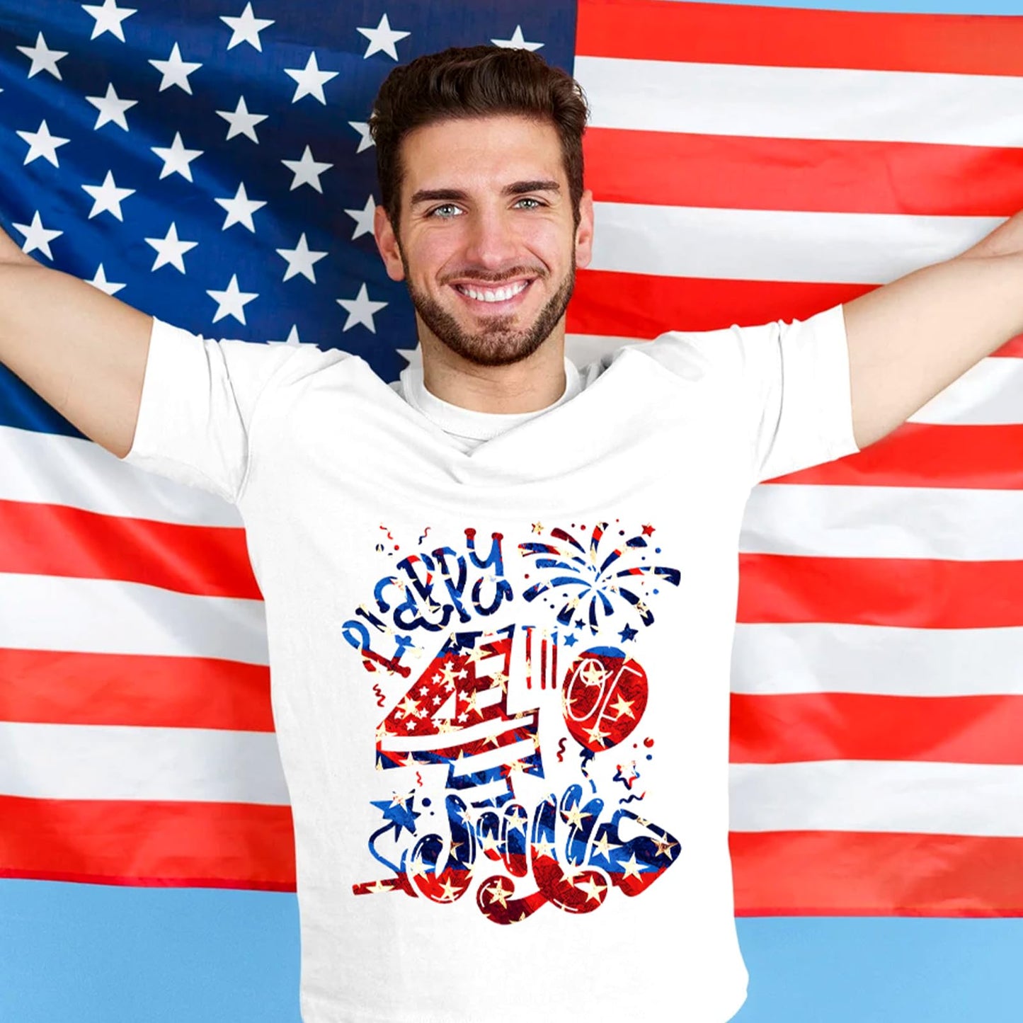 4th of July American Flag - 10pcs 12x10in US Flag Patterned Patriotic HTV Iron On Vinyl Compatible with Cricut/Cameo