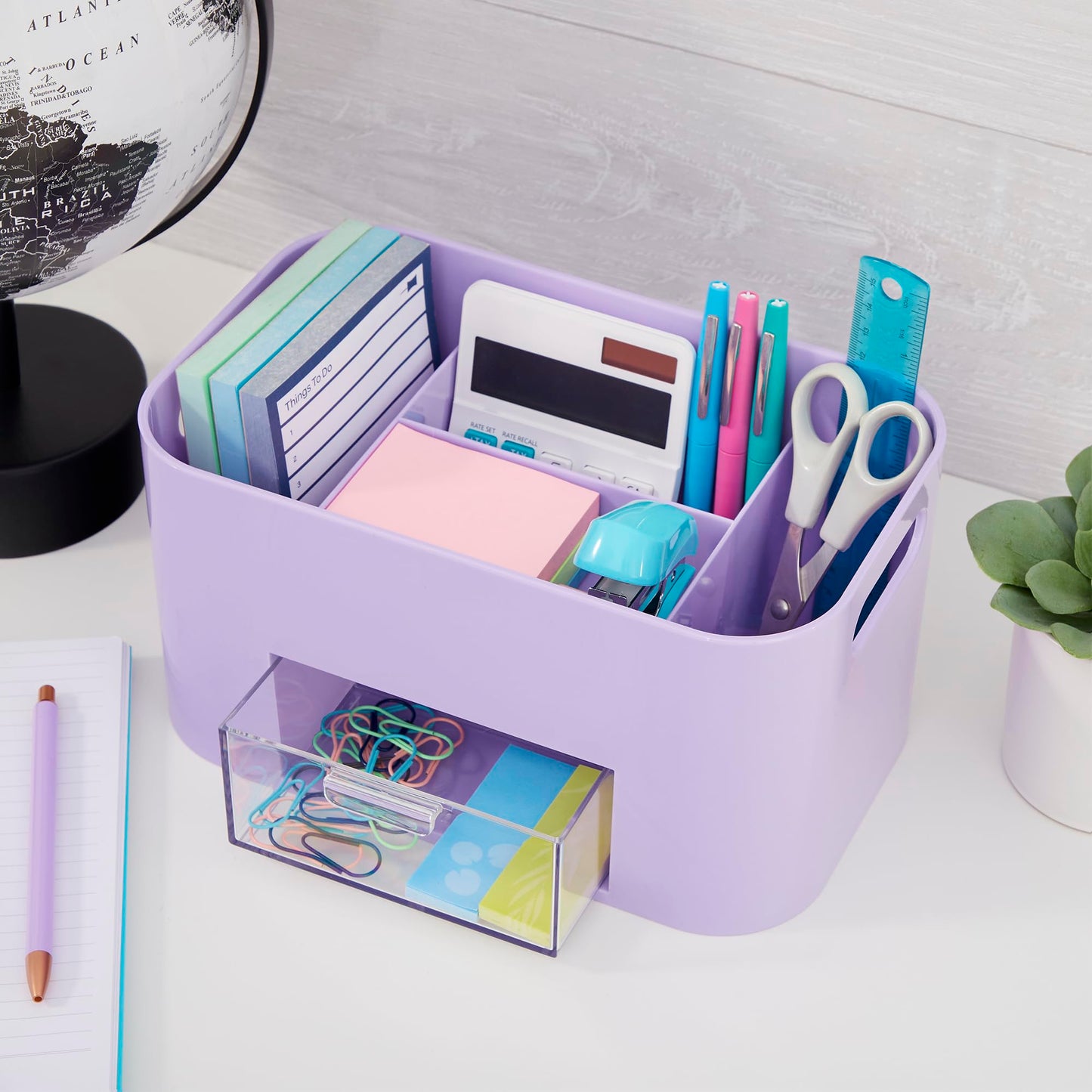 Bliss Lilac Purple Makeup Organizer for Countertop, Divided Bathroom Organizer & Storage Drawer, Makeup Brush Holder, Cosmetic & Nail Polish Organizer, Made in USA