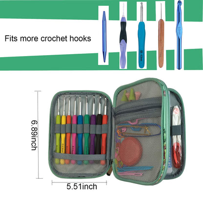 New Crochet Hook Case Without Hooks and Accessories, Zipper Storage Organizer Bag with Web Pockets for Various Crochet Needles/Knitting Accessories/Crochet Hook Kit Tools, Lightweight, Easy to Hold