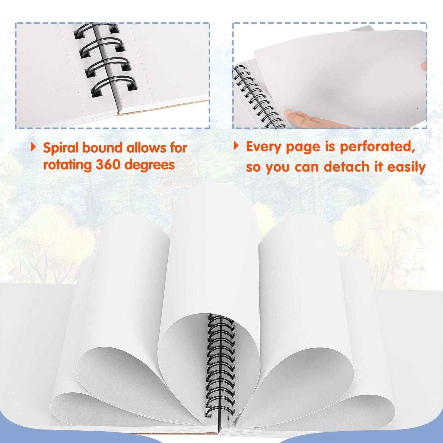 9"X12" Sketch Book | 160 Sheets (68 lb/100gsm) | 2 Pack Sketchbooks | Top Spiral Bound Artist Sketch Pad | Acid Free Drawing Pad | Ideal for Kids,Beginners,Artists &Painters | Bright White