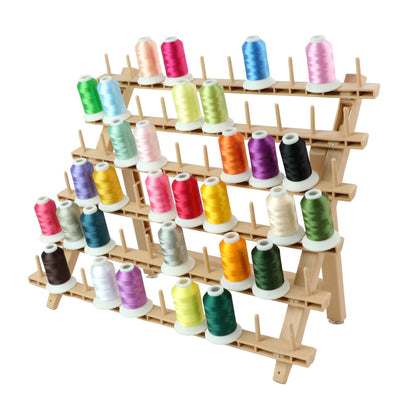 Braid Rack 60 Spools, PP Braiding Hair Stand, Thread Rack, Sewing Organizer, Quilting, Embroidery - Versatile Extension Holder (Wood)