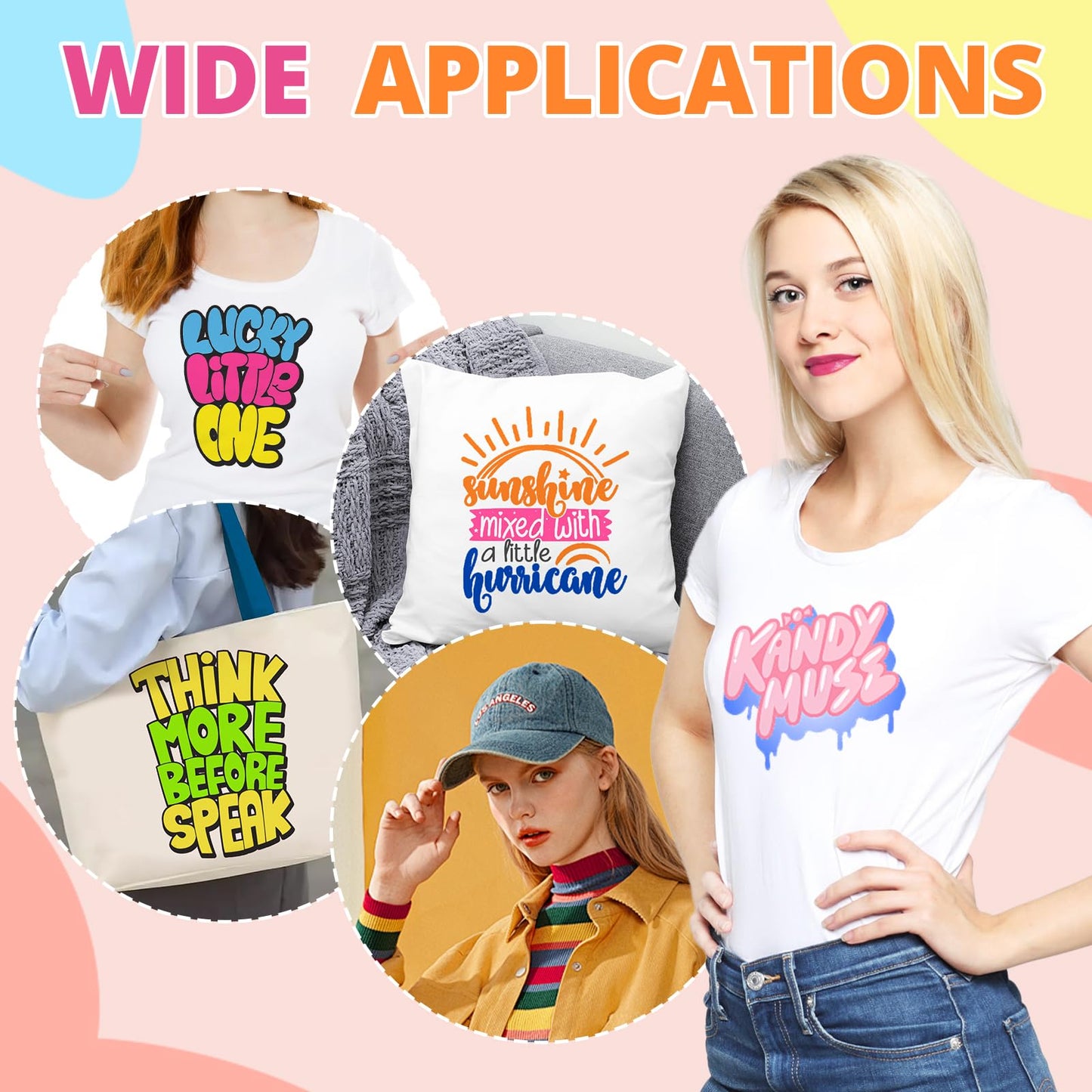 Neon Heat Transfer Vinyl - 12 Pack HTV with 11 Assorted Colors and 1 Teflon Sheet, Compatible with Silhouette Cameo and Cricut - 12x10in