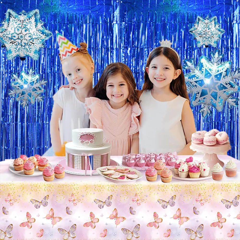 3Pcs Laser Blue Door Streamers, Photo Booth Backdrop Metallic Streamers Foil Fringe Curtains for Birthday, Christmas, New Year, Bachelorette, Grad Party Decor (9.9ft x 6.6ft)