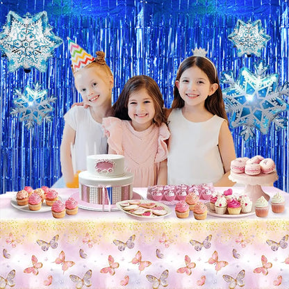 3Pcs Laser Blue Door Streamers, Photo Booth Backdrop Metallic Streamers Foil Fringe Curtains for Birthday, Christmas, New Year, Bachelorette, Grad Party Decor (9.9ft x 6.6ft)