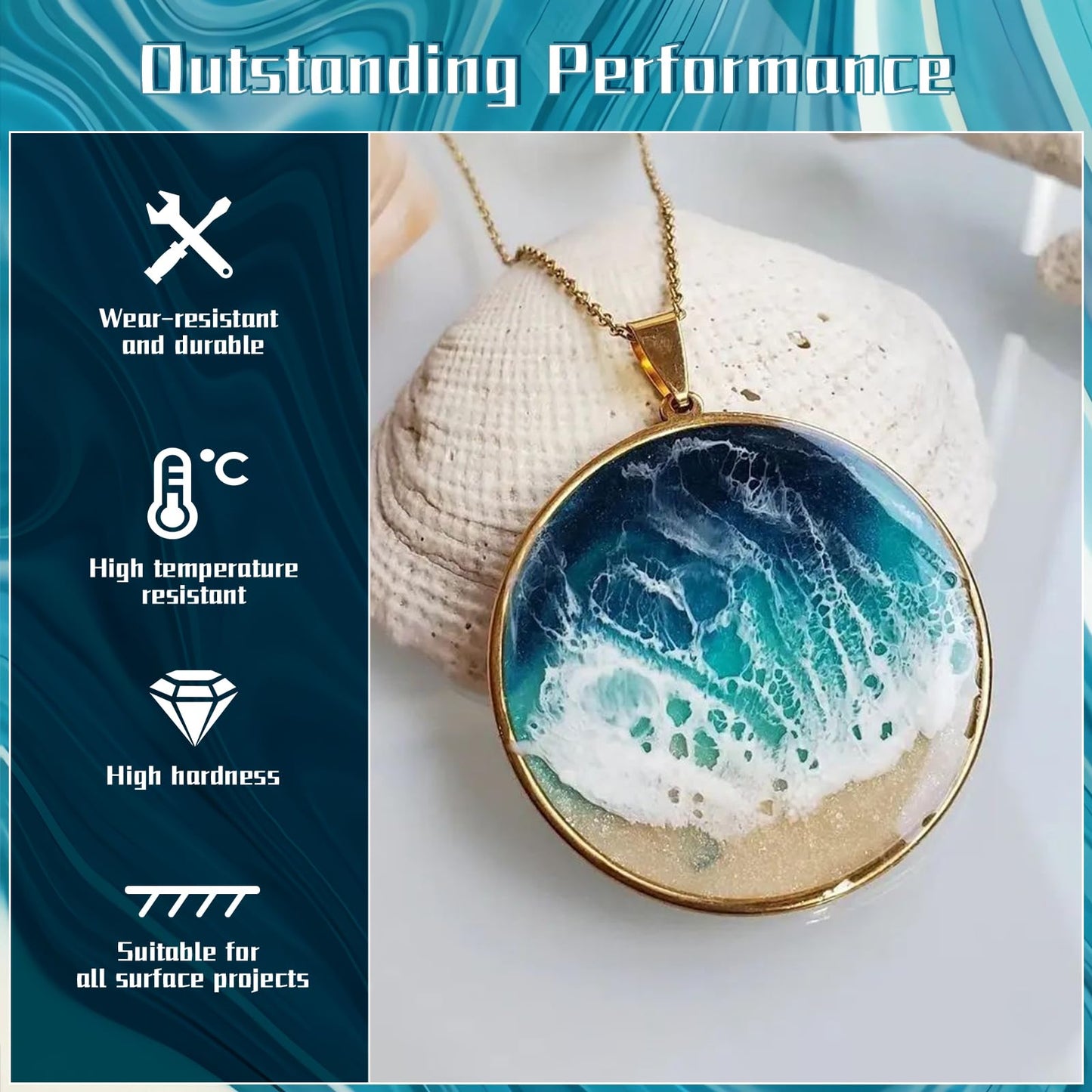 16OZ Epoxy Resin Kit-Crystal Clear and Hardener Epoxy Resin kit,No Yellowing, No Bubbles for Jewelry Making Molds Crafts DIY 1:1 Ratio（8OZx2