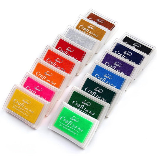 Craft Ink Pad Stamps Partner DIY Color,15 Color Craft Ink Pad for Stamps, Paper, Wood Fabric (Pack of 15)