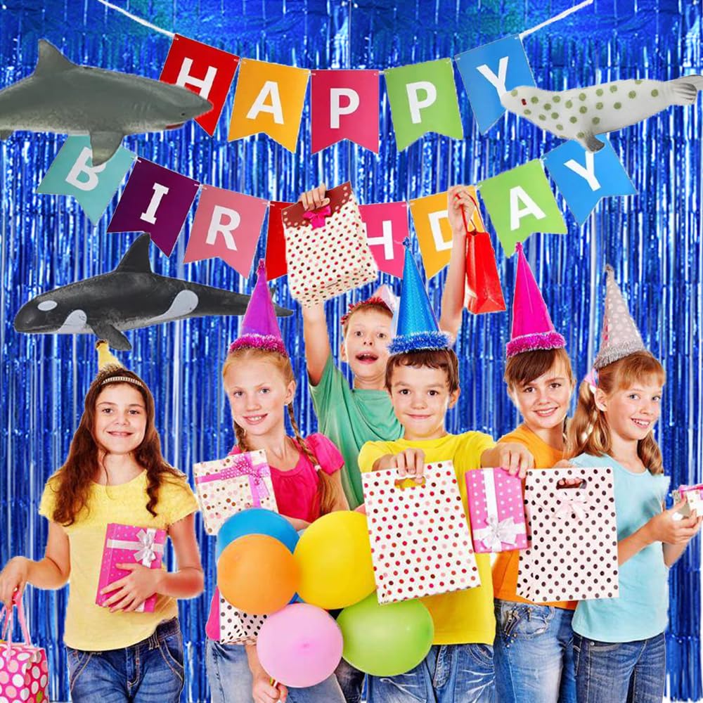 3Pcs Laser Blue Door Streamers, Photo Booth Backdrop Metallic Streamers Foil Fringe Curtains for Birthday, Christmas, New Year, Bachelorette, Grad Party Decor (9.9ft x 6.6ft)