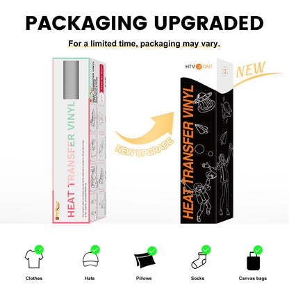 Black HTV Heat Transfer Vinyl Rolls - 12" x 20ft Black Iron on Vinyl for Shirts, Iron on for All Cutter Machine - Easy to Cut & Weed for Craft Heat Vinyl Design