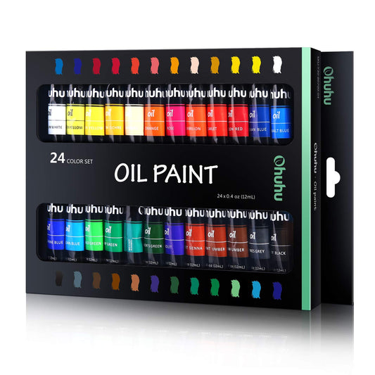 Oil Paint Set, 24 Oil-Based Colors, 12ml/0.42oz x 24 Tubes Non-Toxic Oil Painting Set Supplies for Canvas Painting Artist Kids Beginners Adults Classroom DIY Art Supplies Gift
