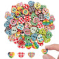 100pcs 13mm Heart Wooden Buttons 2 Holes Colorful Printed Heart Buttons for Sewing Fasteners Scrapbooking Crafts Crochet Manual Button Painting Handmade Ornament DIY Projects 1.5mm Hole