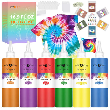 Large Tie Dye Kit - 16.9 oz Tye Dye Kit Pre-Filled Easy Squeeze Bottles & Refills Powder, 6 Vibrant Colors Permanent Non-Toxic Tie Dye Kit for Large Groups Kids Adults Party Activity