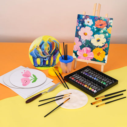 Acrylic Paint Set,57 PCS Professional Painting Supplies with Paint Brushes, Acrylic Paint, Easel, Canvases, Painting Pads，Palette, Paint Knife, Brush Cup and Art Sponge for Hobbyists and Beginners