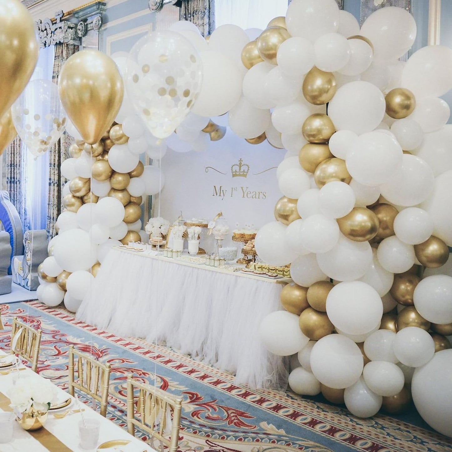 135pcs White Balloons Different Sizes 18" 12" 10" 5" Latex Balloon Garland Arch Kit for Boys Girls Birthday Baby Shower Wedding Anniversary Graduation Party Decorations