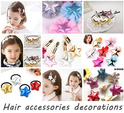 100 Pieces Glitter 5 Star PU Padded Fabric Felt Appliques Sew on Patches for DIY Birthday Wedding Cake Topper Scrapbook Hair Accessories Craft Supplies (Pink)