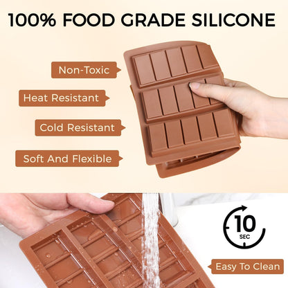 Chocolate Bar Mold - Non-Stick Chocolate Molds, Food Grade Silicone Deep Chocolate Bar Mold for Milk Chocolate Bar,Dubai Chocolate Bar Pistachio - Set of 2