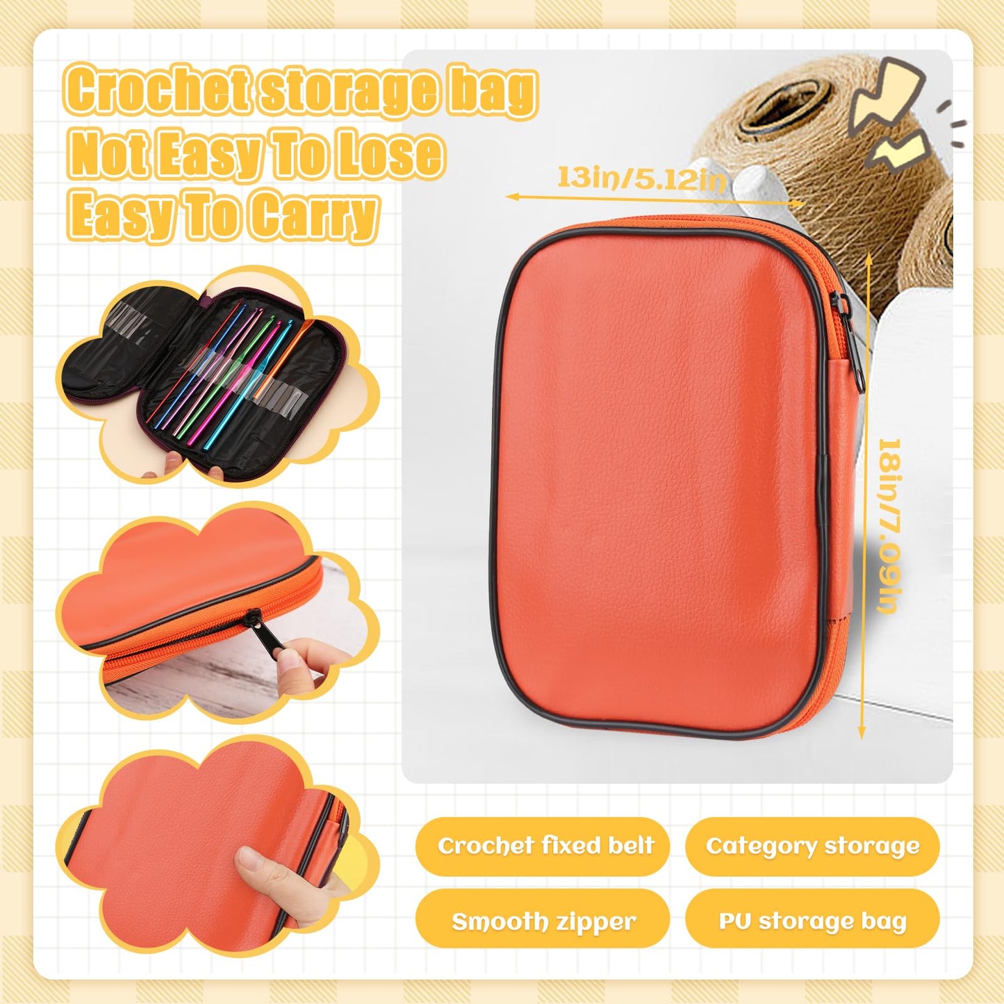 54 Pcs Crochet Needles Set, Crochet Hooks Kit with Storage Case, Ergonomic Knitting Needles Stitch Marker DIY Hand Knitting Craft Art Tools for Beginners