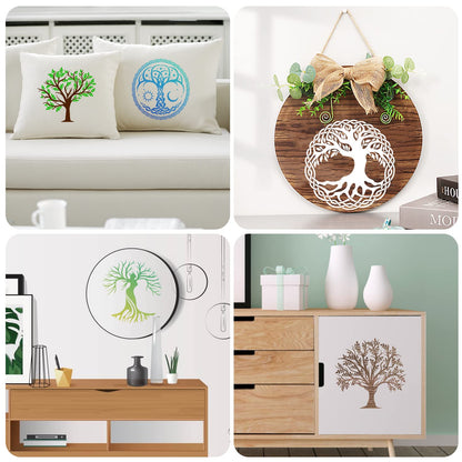 16Pcs 6 x 6 Inch Tree of Life Stencil, Reusable Stencils for Painting on Wood Decoration Painting Templates for Wall Floor DIY Decorations Christmas Gifts for Kids