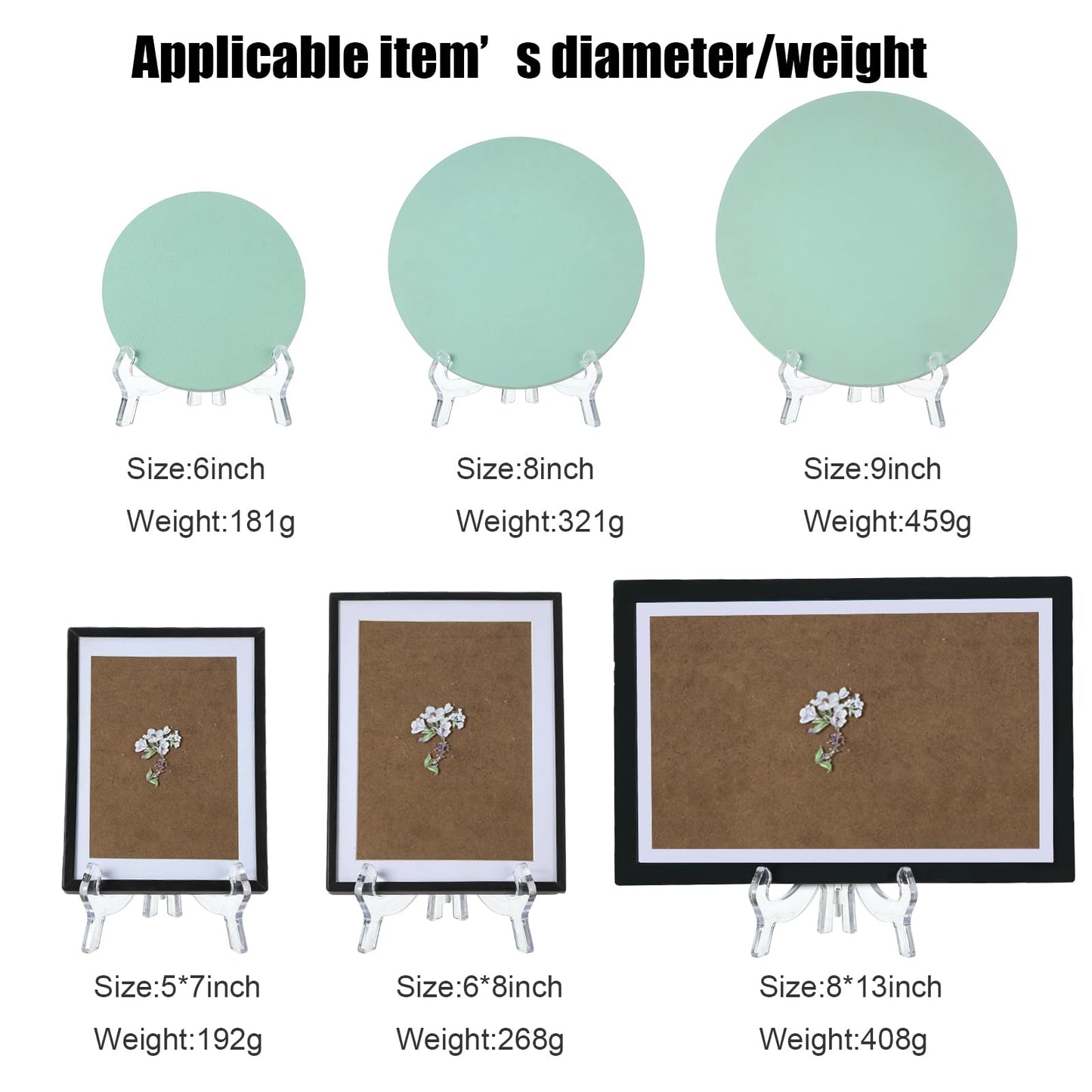 6 Pack 7 Inch Acrylic Easel Stand, Display Stand, Plate Holder for Display, Photo Holder Picture Frame Book(Clear)