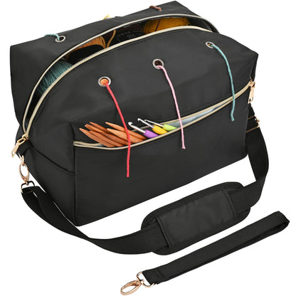 home Yarn Bag Crochet Bag Organizer Knitting Bag Organizer Crochet Storage Yarn Holder for Crochet Accessories Yarn Storage Bag for Crocheting Gifts for Crochet Lovers,Mom,Women,Black