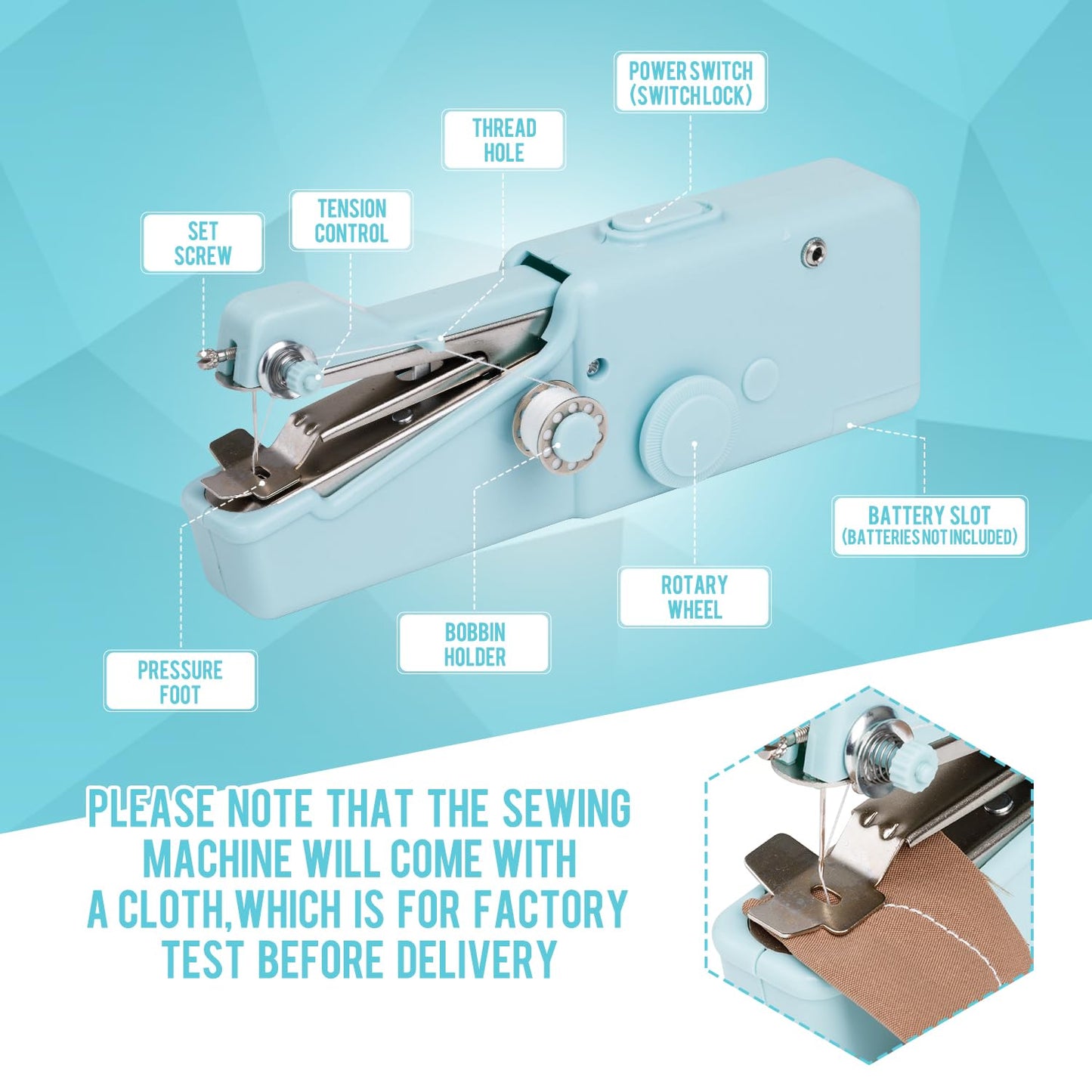Handheld Sewing Machine CS101,Sewing Machines for Beginners,Portable Electric Mini and Samll Hand Held Kit for Adults and Kids Ages 8-12 Included Mannual and Accessories,Sewing Hem Quick Stitching