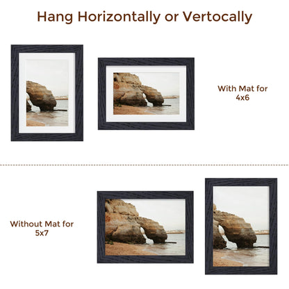 5x7 Black Picture Frame, 5 x 7 Photo Frame, Solid Oak Wood Frame 5 by 7 Frames, 5"x7" Picture Frame with Stand for Tabletop Display, 5x7 Frame Matted to 4x6, Black Frame 5x7, 1 Pack