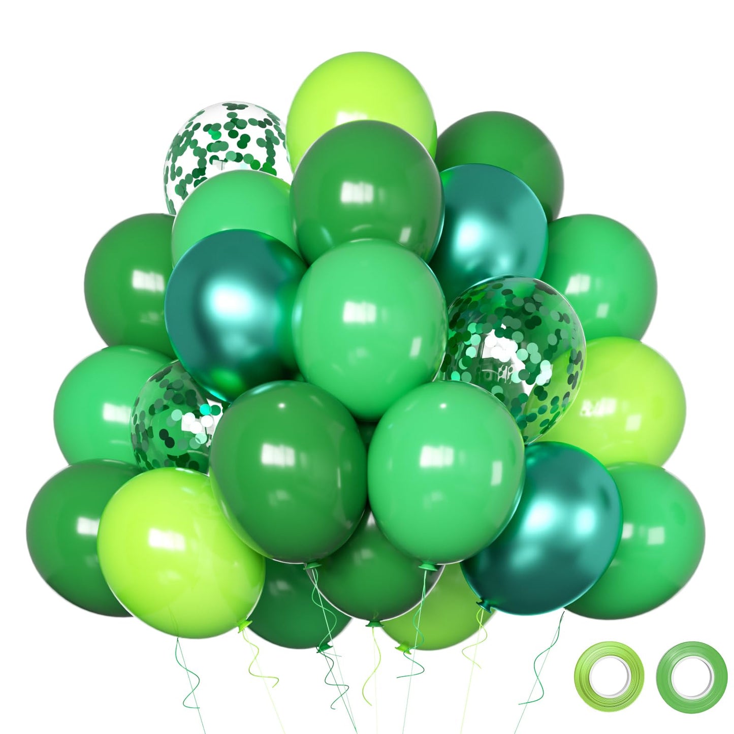 Green Balloons, 50pcs 12 Inch Different Shades Dark Green Balloons Green Latex Party Balloons for Patrick's Day Birthday Baby Shower Jungle Forest Themed Party Decoration