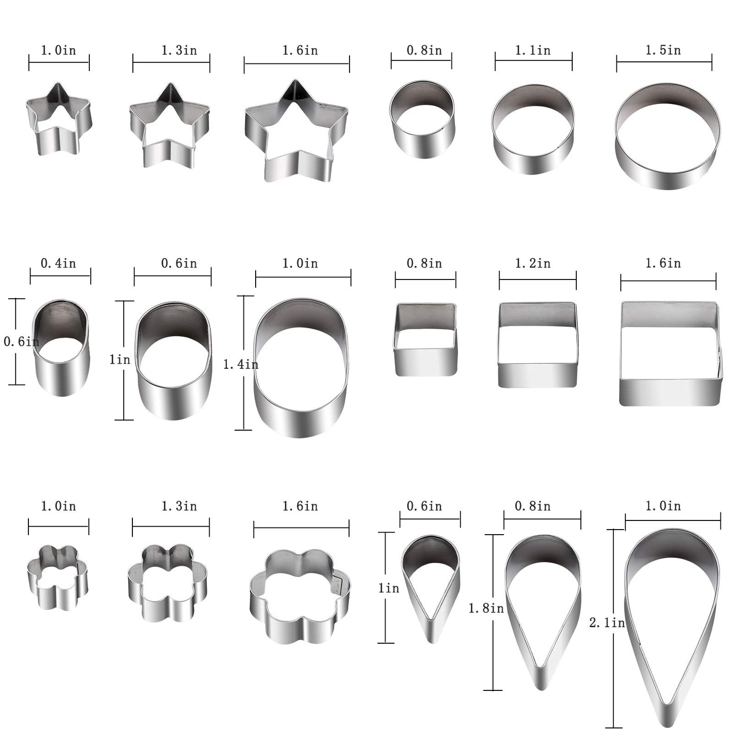 Mini Cookie Cutter Set - 30 Stainless Steel Shapes: Star, Flower, Heart, Geometric - For Pastry Dough, Pie Crust & Fondant