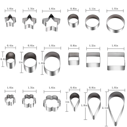 Mini Cookie Cutter Set - 30 Stainless Steel Shapes: Star, Flower, Heart, Geometric - For Pastry Dough, Pie Crust & Fondant