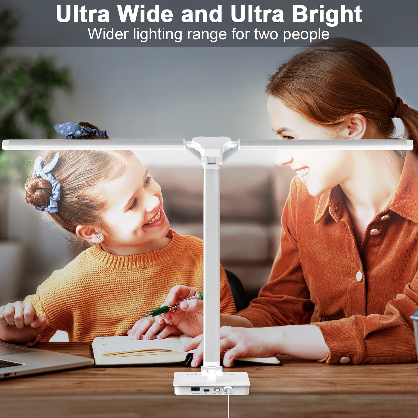 Bright LED Architect Task Lamp for Home Office - Dual Swing Arm, Adjustable Foldable Table Lamp with Dimmable Touch Control and 5 Lighting Modes for Work/Study