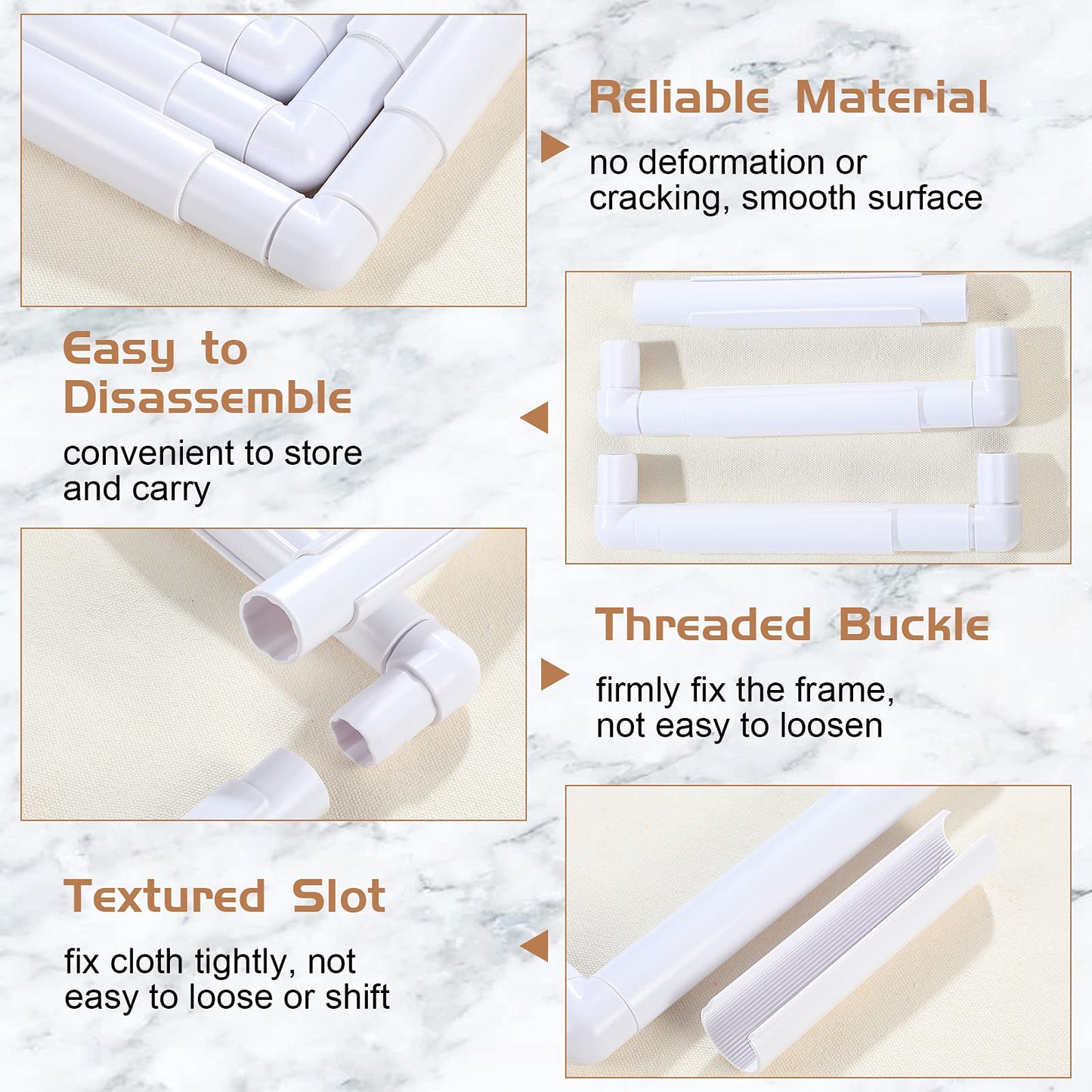 Embroidery Hoop 3 Pcs Cross Stitch Hoops and Frames White Rectangular Cross Stitch Embroidery Snap Frame DIY Sewing Tool for Quilting Silk-Painting 6 x 6, 8 x 8, 11 x 11 in(White)