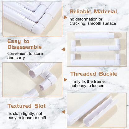 Embroidery Hoop 3 Pcs Cross Stitch Hoops and Frames White Rectangular Cross Stitch Embroidery Snap Frame DIY Sewing Tool for Quilting Silk-Painting 6 x 6, 8 x 8, 11 x 11 in(White)